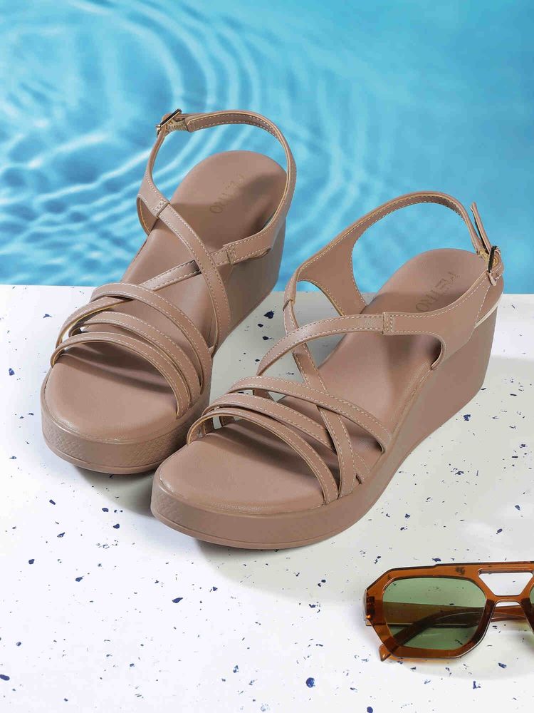 Metro Women Beige Wedges Heels Sandals-image-21