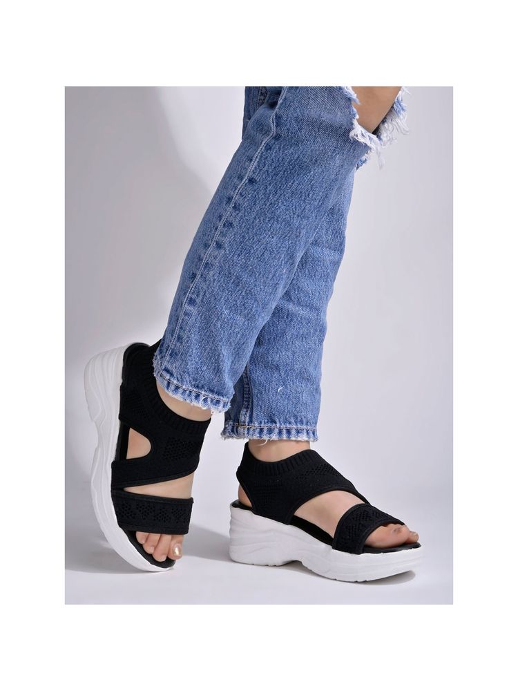 Shoetopia Smart Casual Black Sandals for Women-picture-13