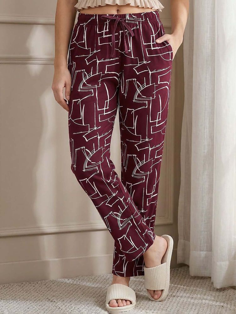 Bewakoof Women's Maroon All Over Printed Pyjamas-picture-28