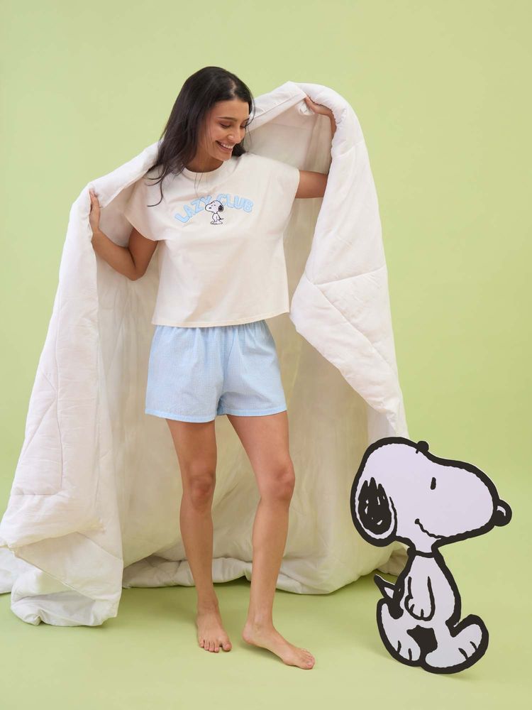 Sweet Dreams Womens Adorable Snoopy Lazy Club Shirt with Shorts-picture-19