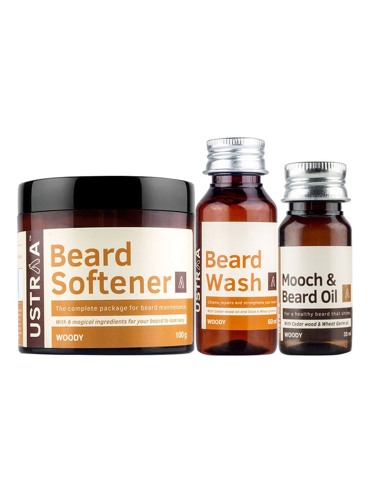 Ustraa Beard Oil Woody & Beard Softener & Beard Wash Woody