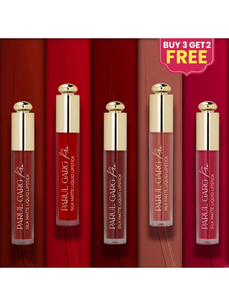 Parul Garg Beauty 5 Silk Matte Liquid Lipstick Long-Lasting, Smudge-Proof