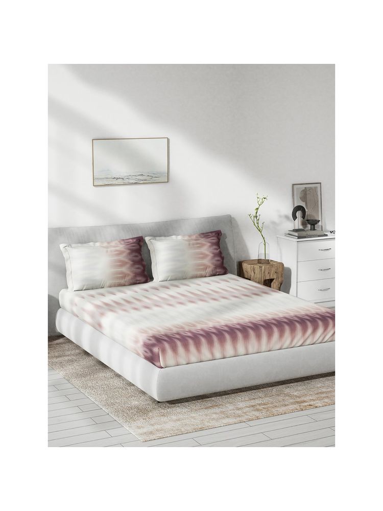 Ddecor Live Beautiful Cotton 136 Tc King Fitted Bedsheet With 2 Pillow Covers - Red-picture-23