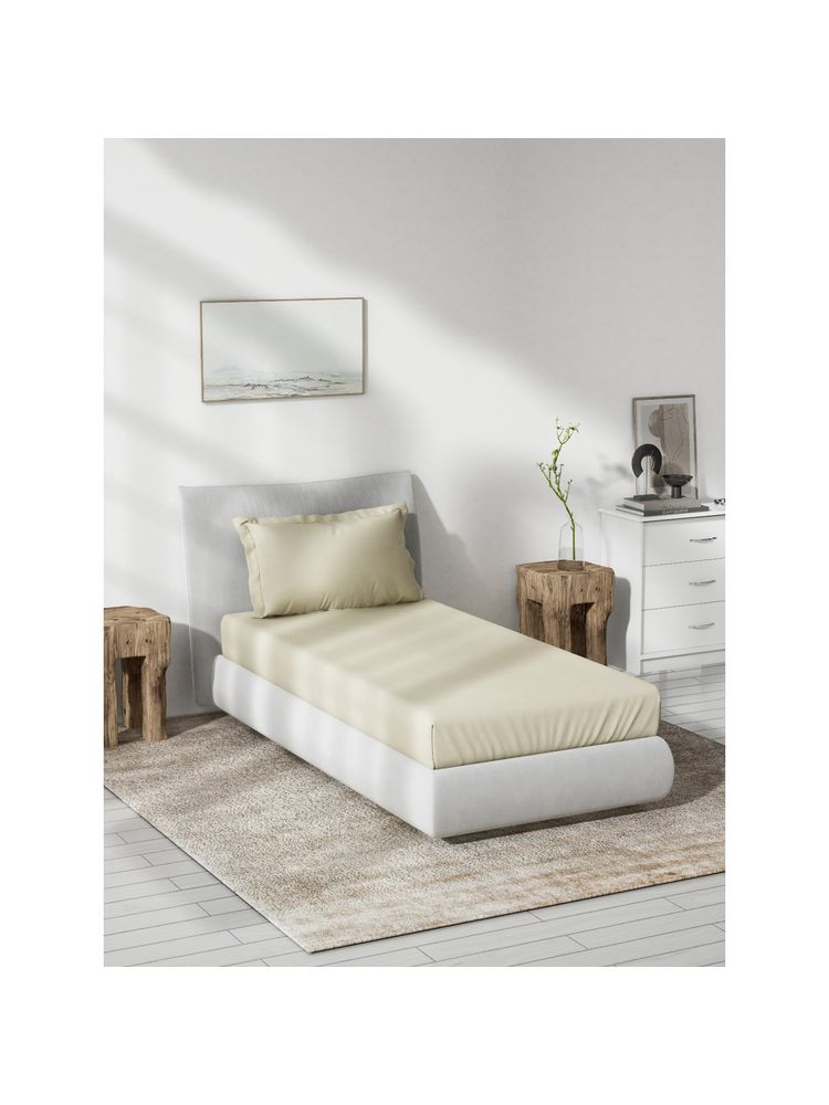 Ddecor Live Beautiful Cotton Solid Single Bedsheet With 1 Pillow Cover - Beige-picture-17