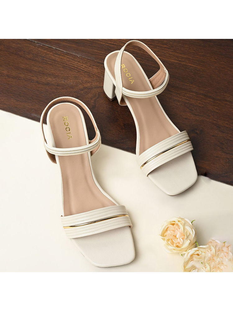 ROCIA Cream Women Classic Block Heel Sandals-image-33