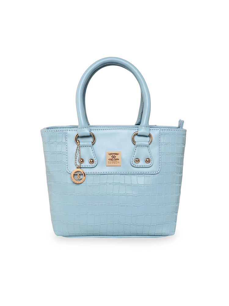 ESBEDA Light Blue Color Solid Pattern Croco Handbag For Women-image-27