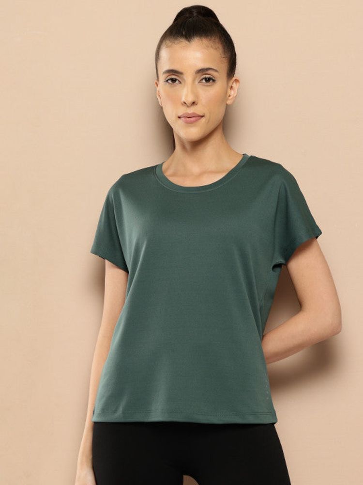 Alcis Women Bottle Green Flowfit Kimono T-Shirt-image-2