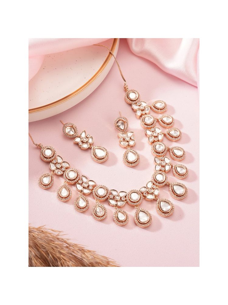 Saraf RS Jewellery Gold Plated Polki Kundan Studded Floral Jewellery Set-image-19
