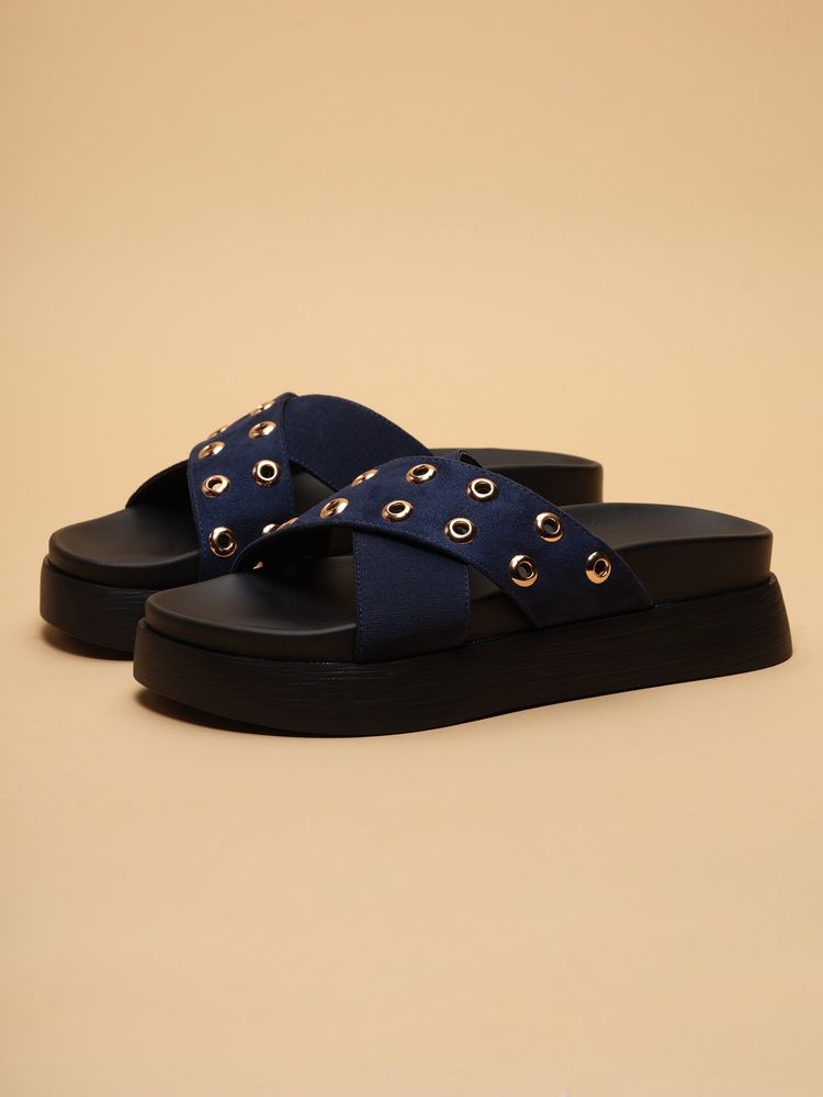 Eridani Bennett Blue Casual Platforms Sandal Heels-image-42