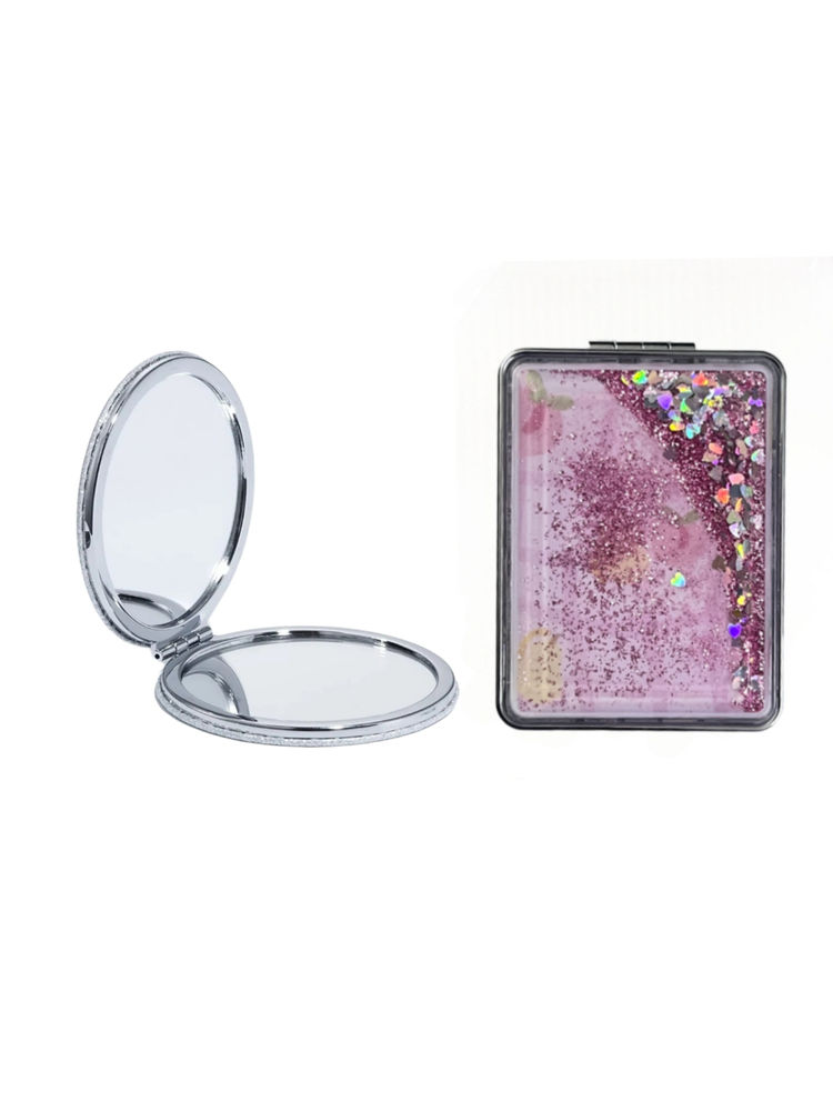 MEPOINT Compact Mirror Pocket Mirror Round + Rectangle - Color/Design May Vary