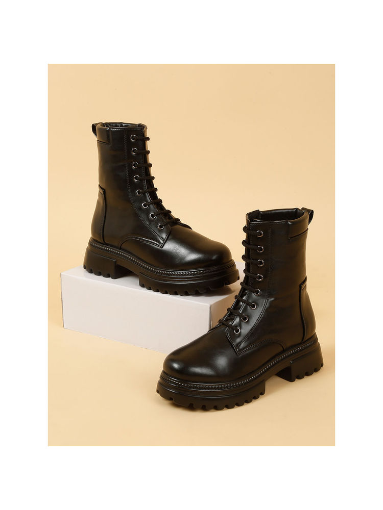 VALIOSAA Black Lace-Ups Brogues Boots