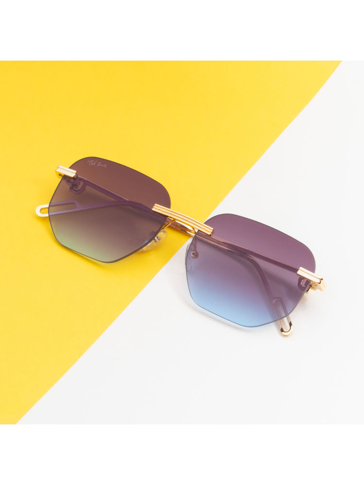 TED SMITH Unisex Polycarbonate Uv Protection Rimless Square Shape Purple Lens Sunglasses-picture-25