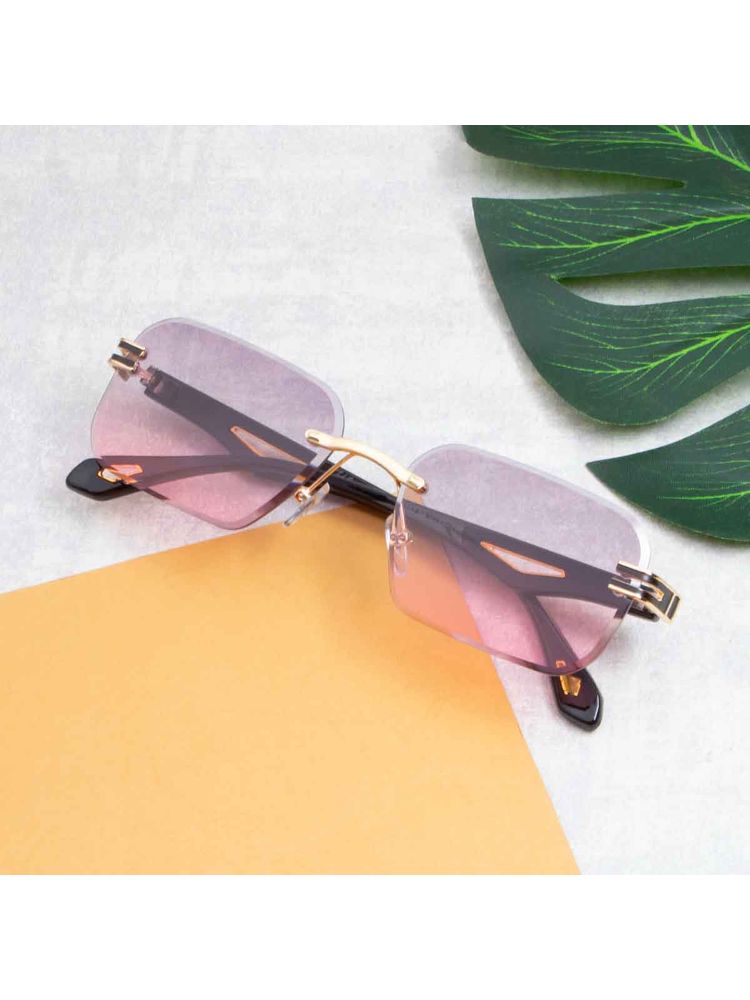 TED SMITH Unisex Polycarbonate Uv Protection Rimless Rectangle Shape Purple Lens Sunglasses-picture-11