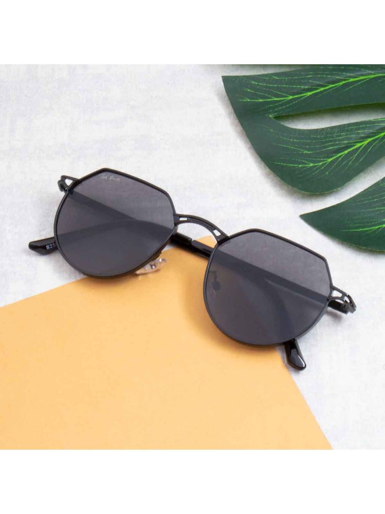 TED SMITH Unisex Polycarbonate Uv Protection Full Rim Hexagonal Shape Grey Lens Sunglasses-image-7