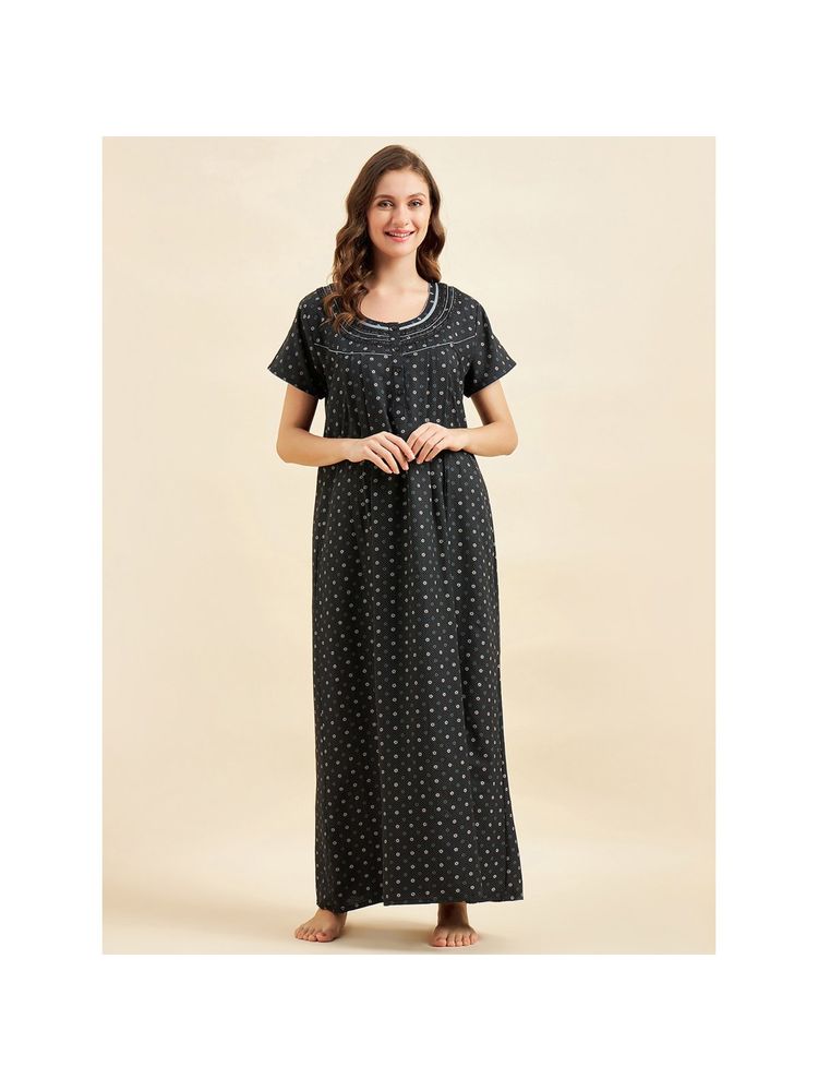 Sweet Dreams Women Black Printed Night Dress-picture-41