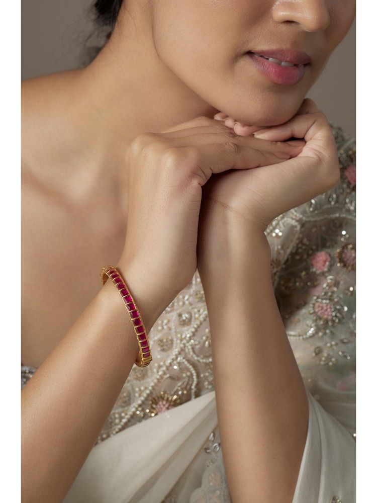 KARISA DESIGNS Giza Red Kundan Bangle-image-45