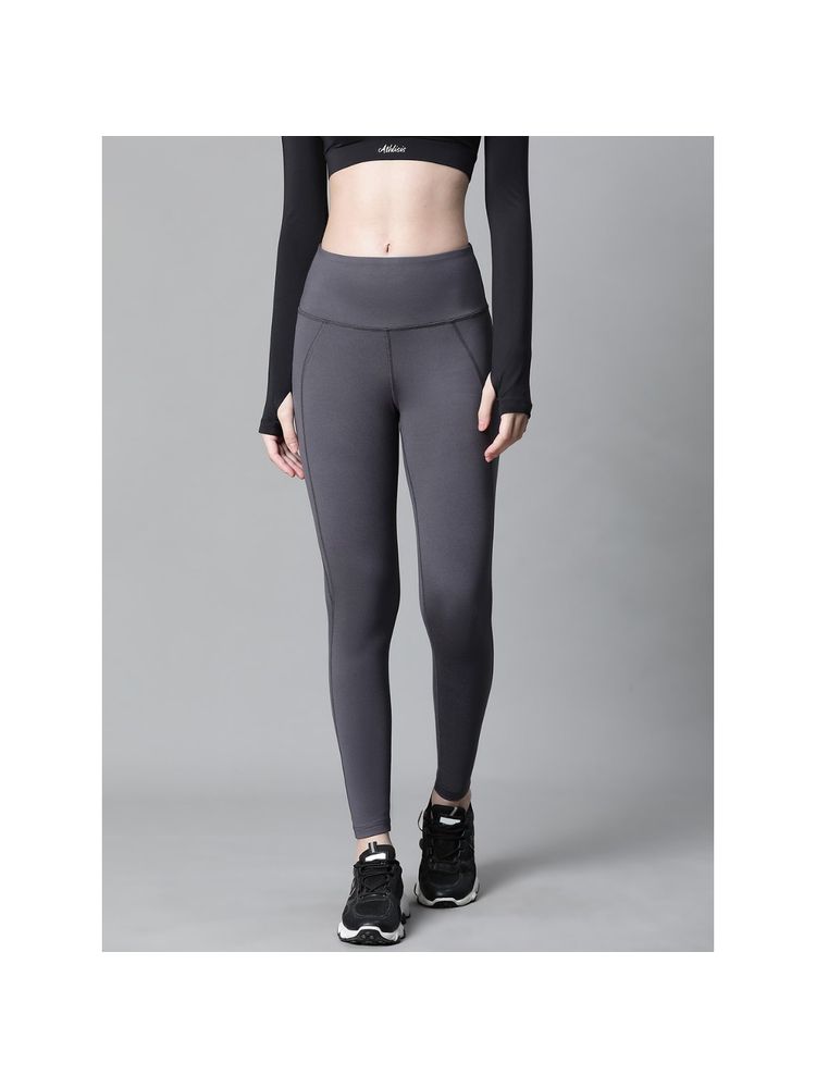 Athlisis Women Grey Solid E-Dry Training Tights-picture-15