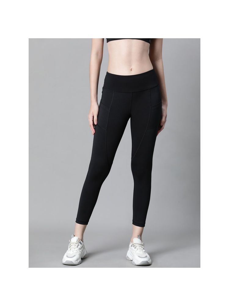 Athlisis Women Black Solid E-Dry Training Tights-image-6