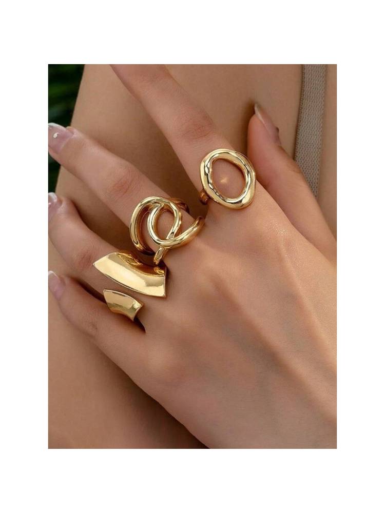 Jewels Galaxy Trending Gold Plated Stackable Adjustable Rings Set of 3-picture-31