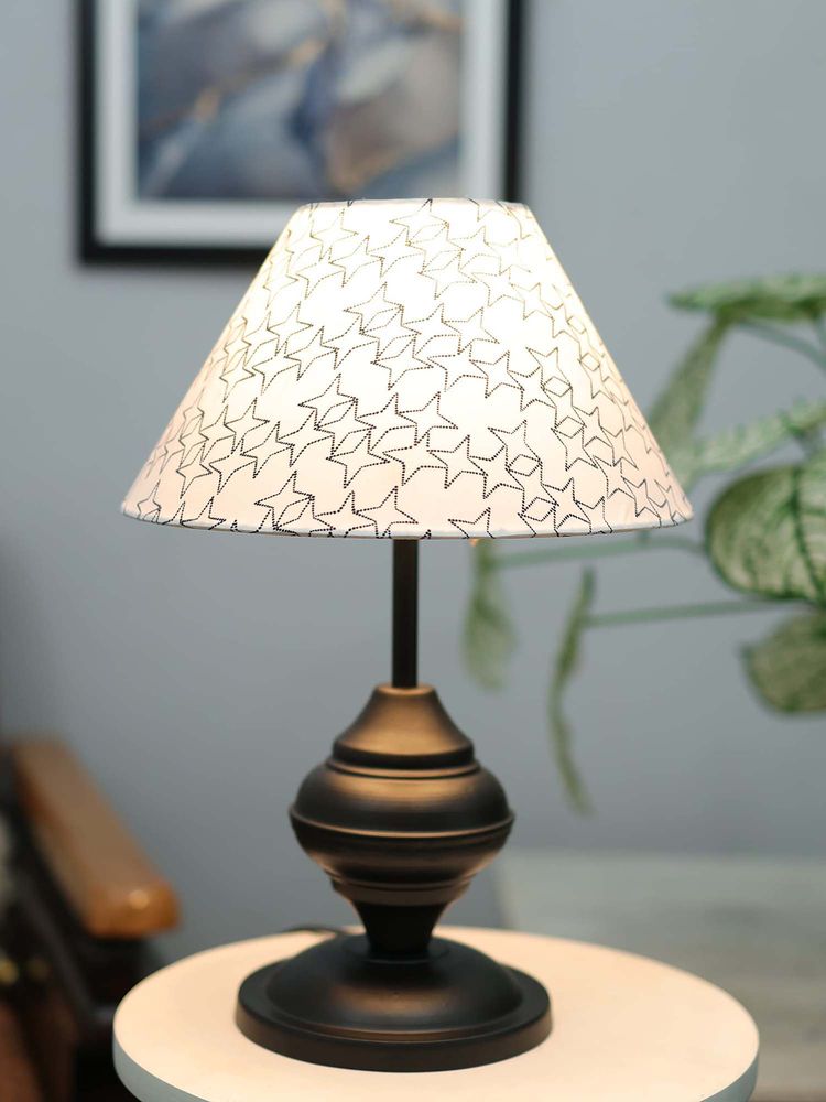 Homesake Black Metal Table Lamp Urn White Star, for Living Room, Home Decor Light-picture-12
