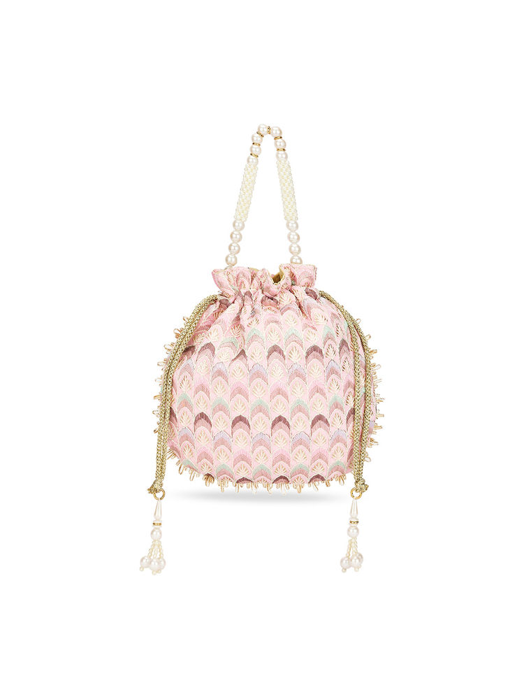 Lavie Noor Chevron Embriodered - Womens Potli (Pink) (Small)-picture-23