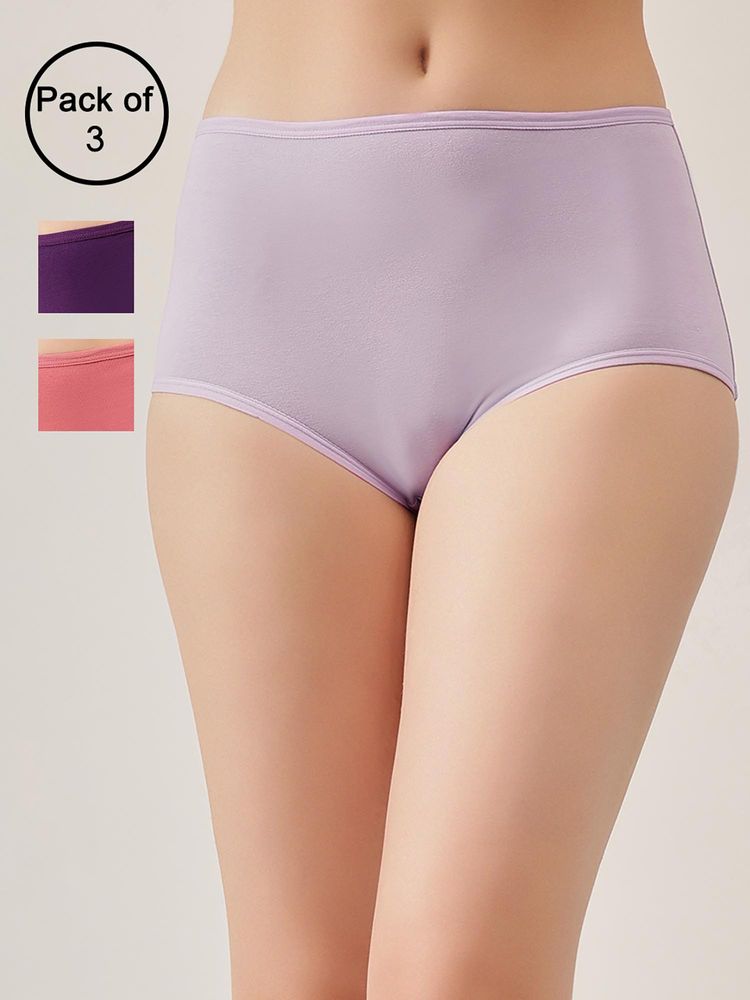Clovia Women Multi-Color Cotton Hipster Panties (Pack of 3)-image-21