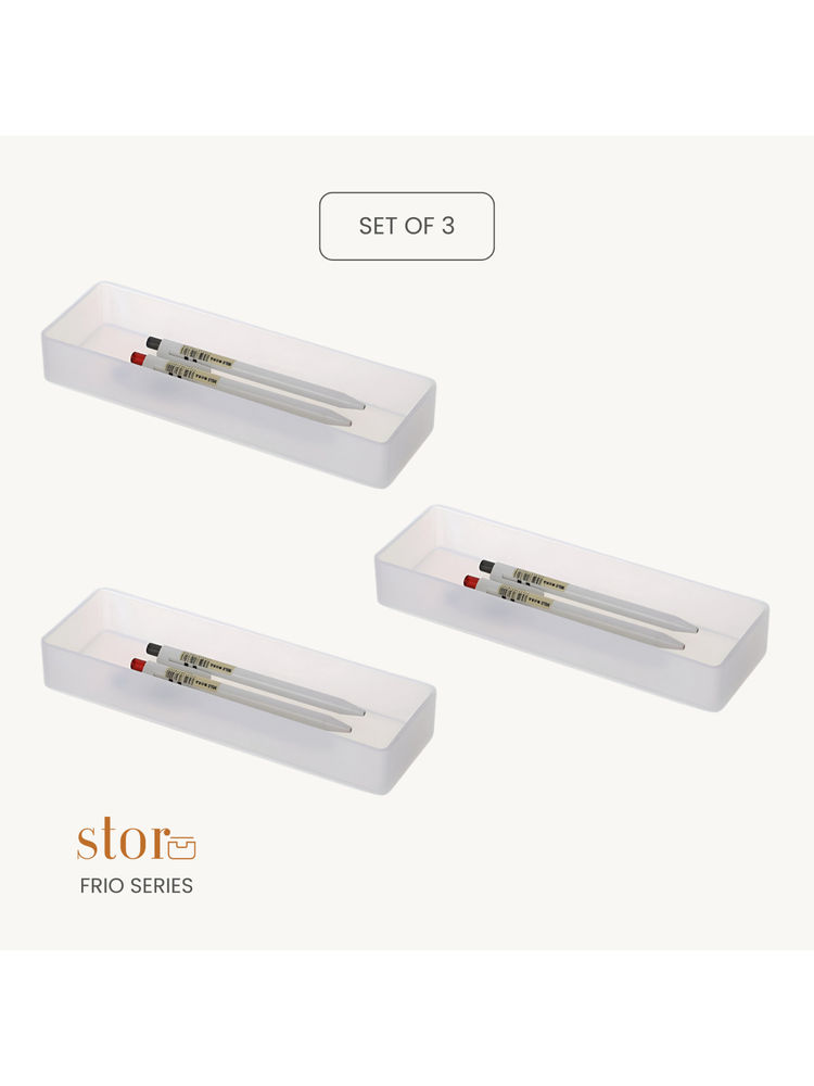 STOR Stackable White Polypropylene Organisers (Pack of 3)-picture-7