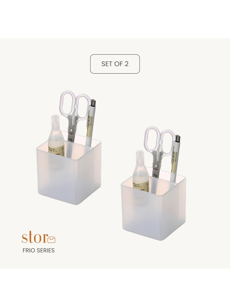 STOR Stackable White Polypropylene Organisers (Pack of 2)-image-41