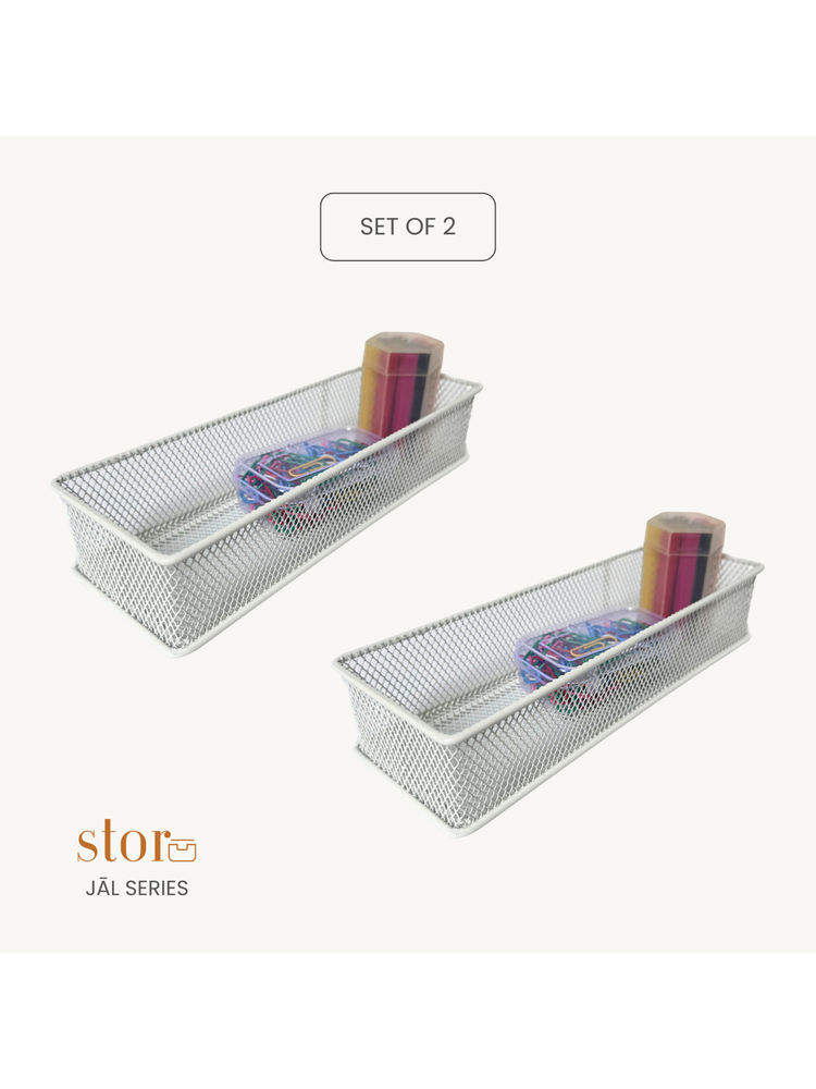 STOR Ecru White Stackable Mesh Organisers (Pack of 2)-picture-22
