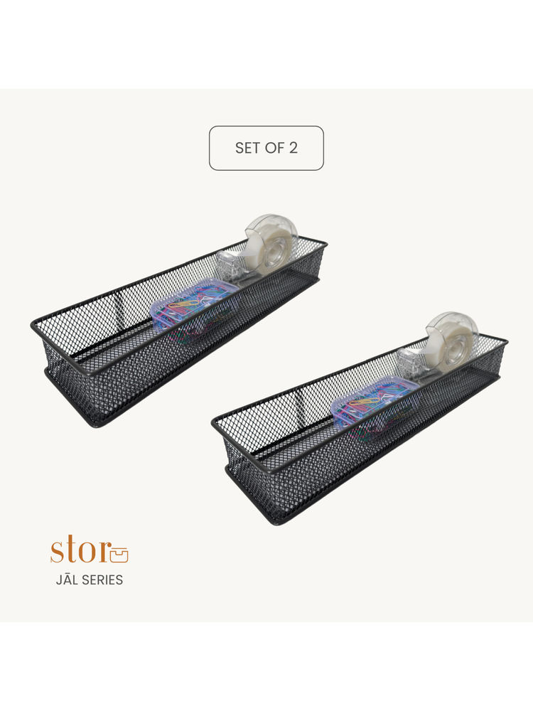 STOR Ash Black Stackable Mesh Organisers (Pack of 2)-image-49