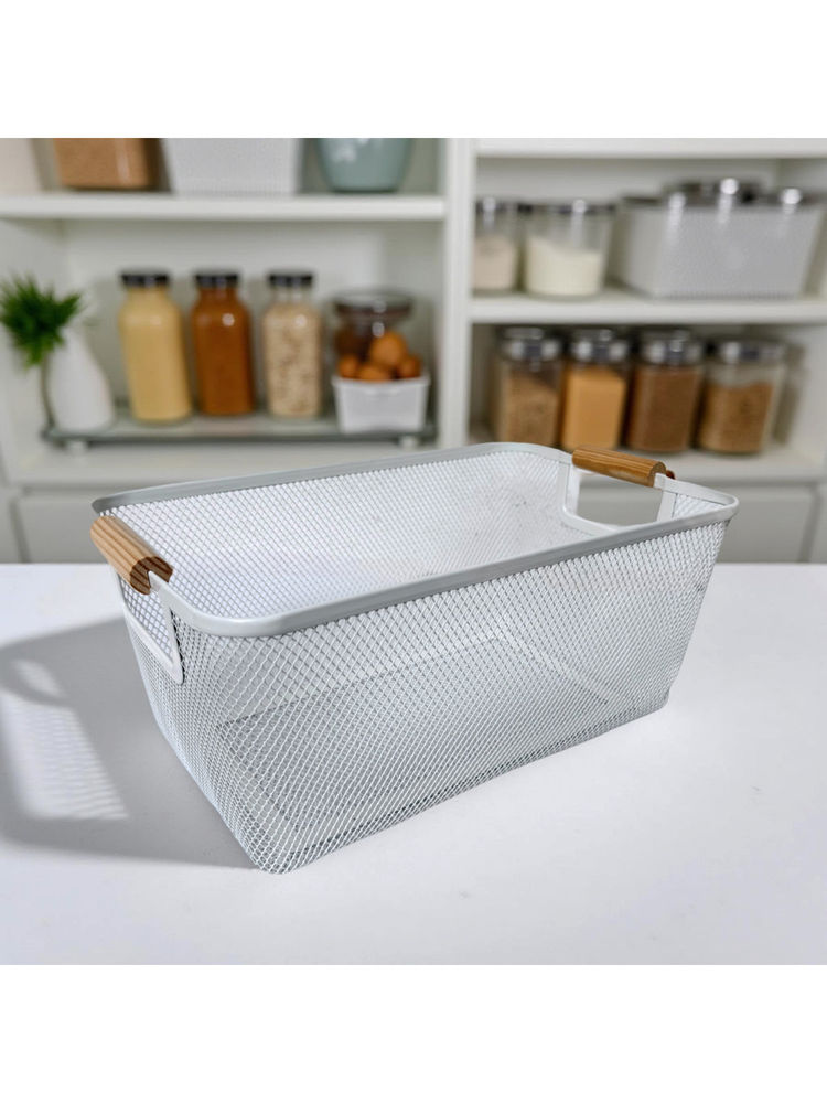 STOR Ecru White Mesh Space Saver Storage Basket-image-37