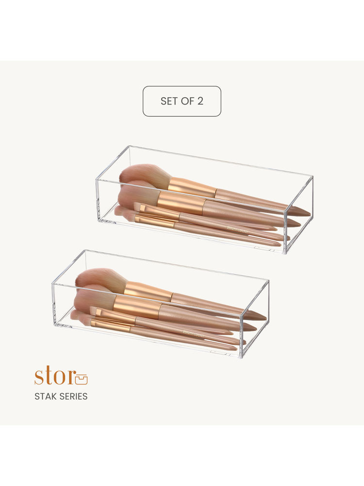 STOR Clear Acrylic Stackable Make Up Organisers (Pack of 2)-picture-16