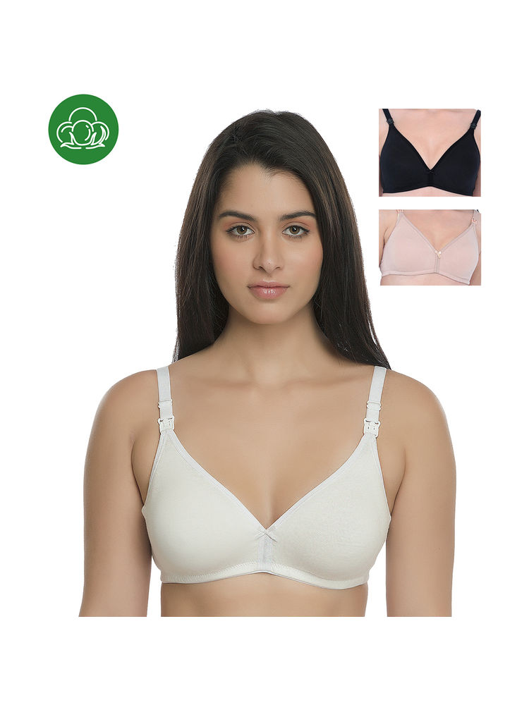 Inner Sense Organic Cotton Antimicrobial Nursing Bra Pack of 3 - Multi-Color-picture-41