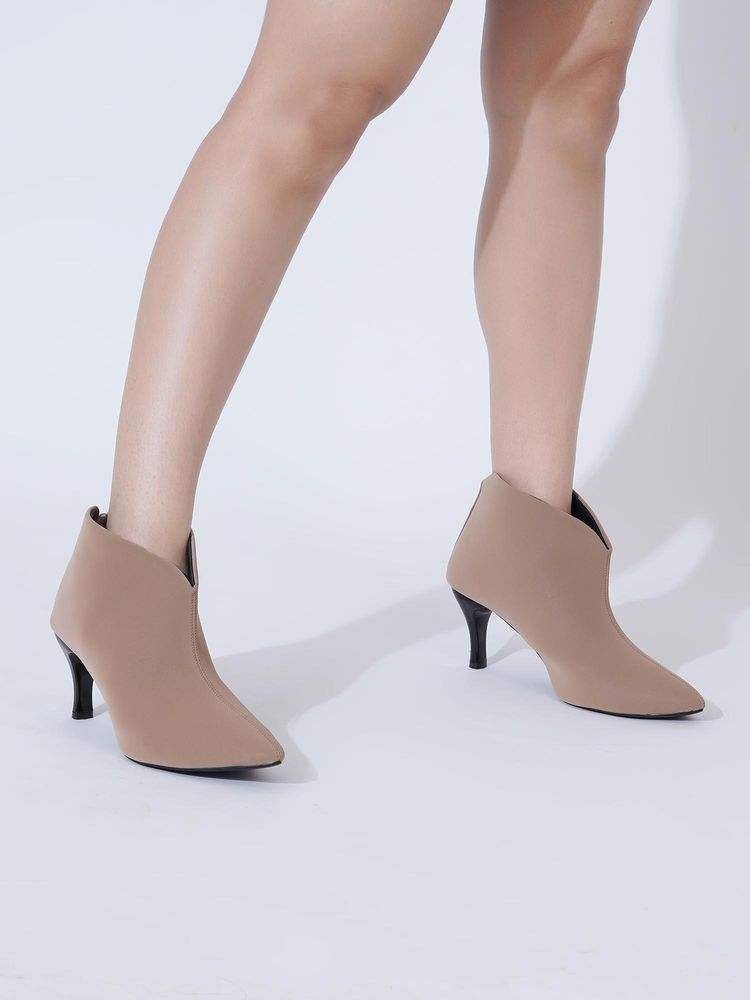 HVNLY by Shoetopia Beige Pencil Casual Boots-picture-21