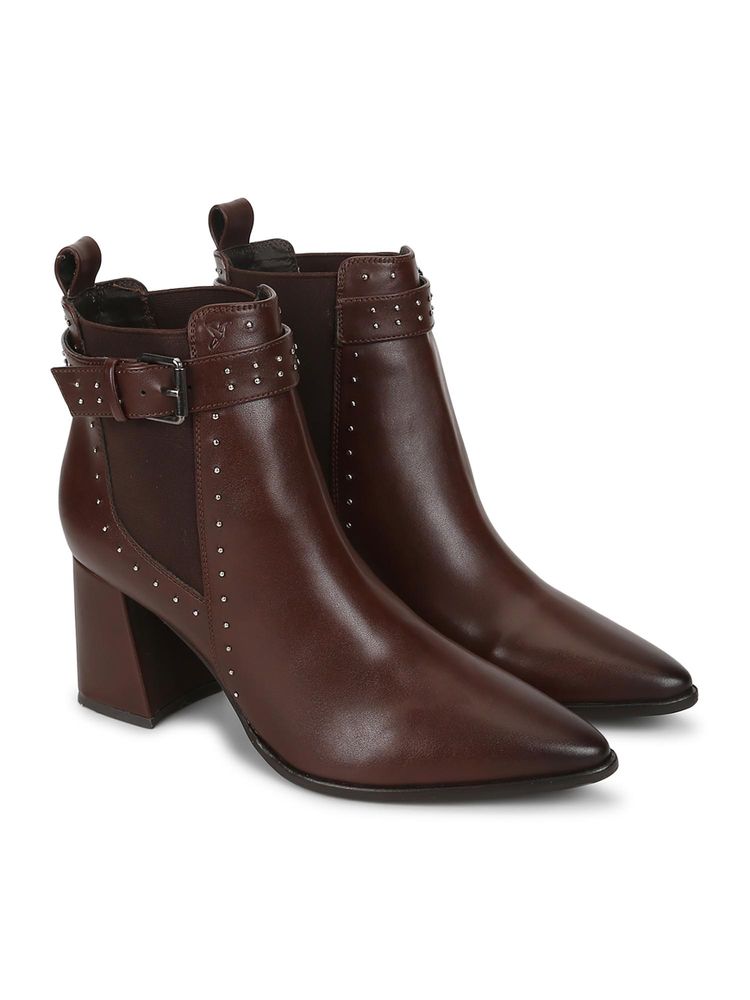 Yoho Women High Buckle Boots - Brown-picture-14