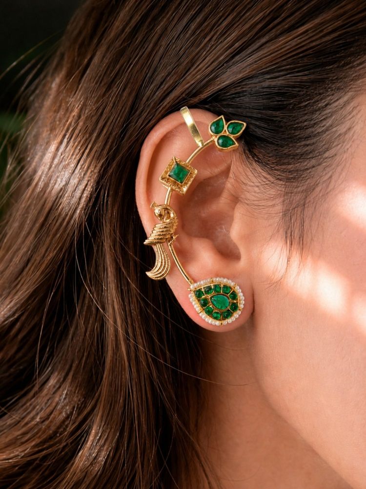 Nuyug Emerald Peacock Ear Cuffs-picture-40