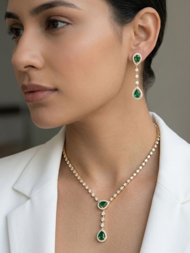 Nuyug Emerald Lariat Necklace Set-picture-37