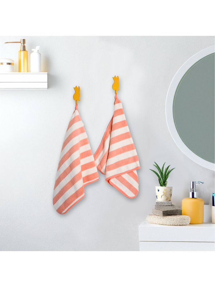 Voncasa Von Casa Polyester Pink & White Hand Towel Set Of 2-image-1