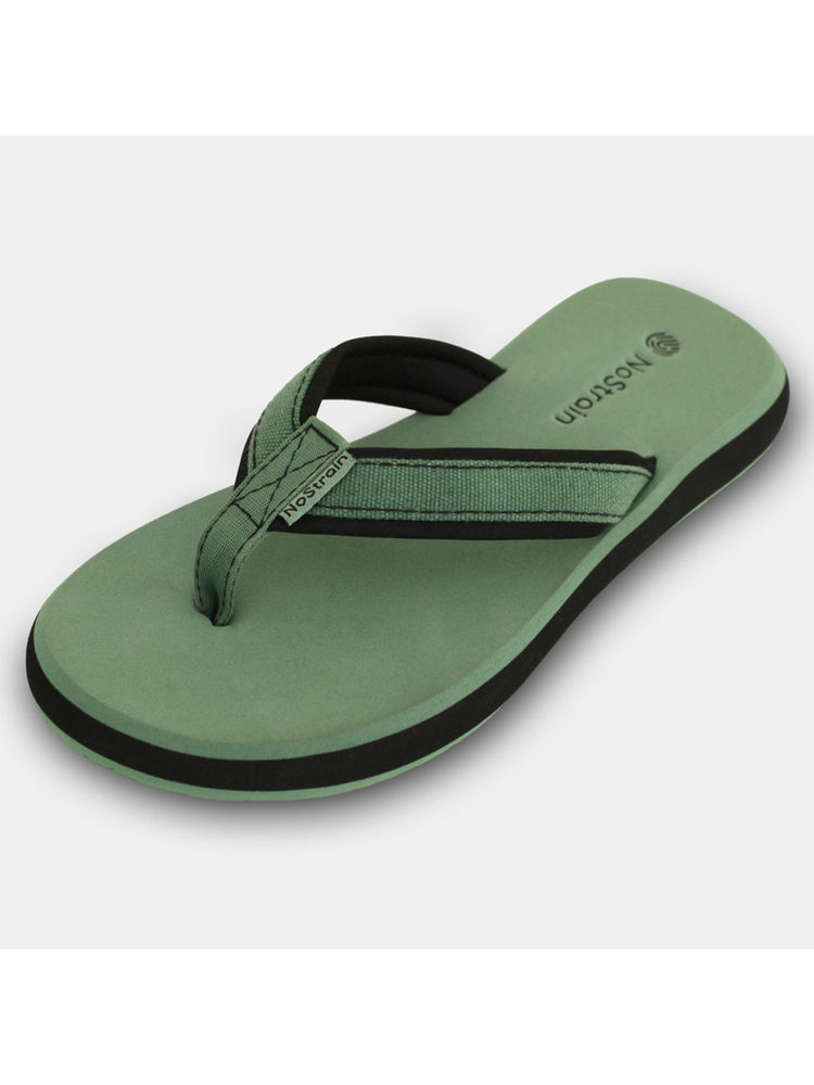 NoStrain Green Graceful Comfort with Modern Flair Angular Canvas Flipflops for Women-picture-17