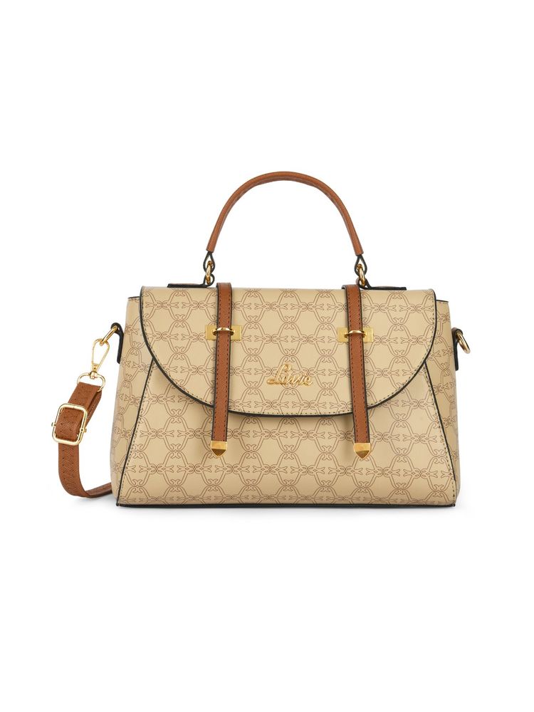 Lavie Women's Mono Beech Flap Satchel Handbag (Beige) (L)-picture-36