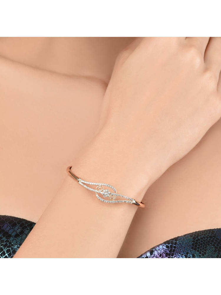 Zaveri Pearls Rose Gold Dazzling Cubic Zirconia Contemporary Kada Style Bracelet-ZPFK11914-picture-11