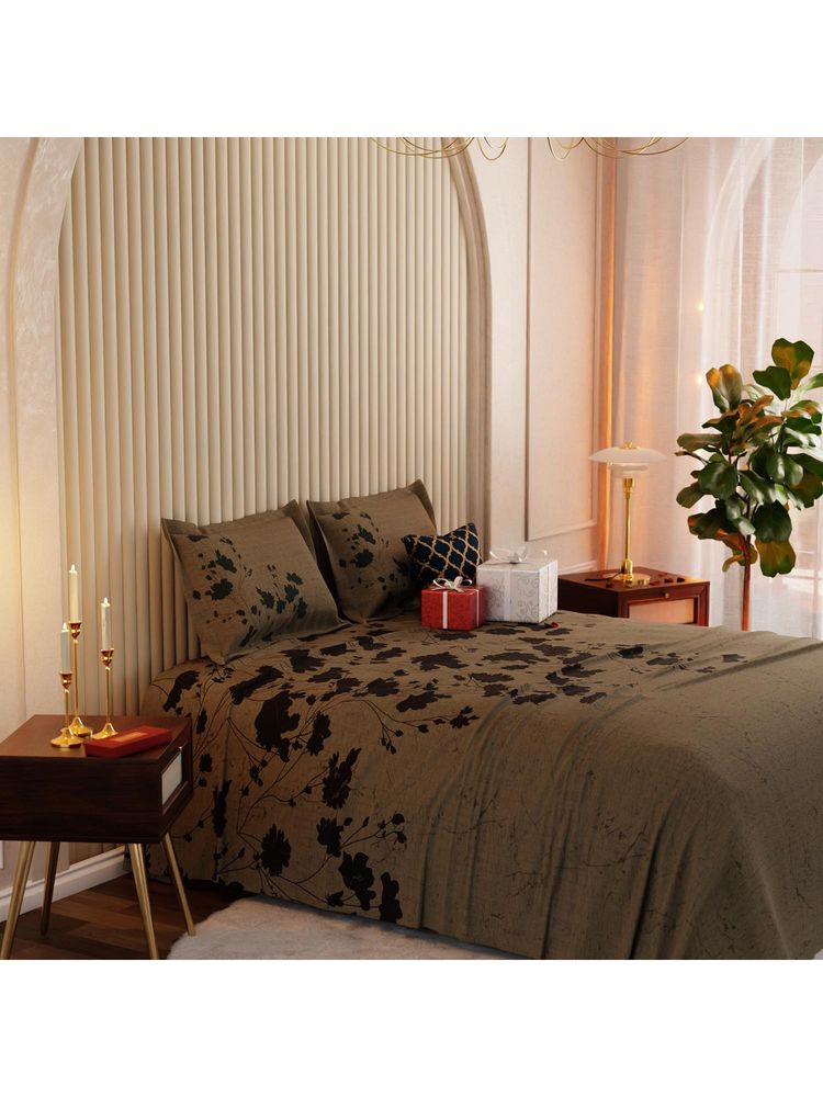 Stoa Paris Whispers of Paris Percale Ochre Shade Super King Bed Sheet Set with 2 Pillow Cover-picture-18