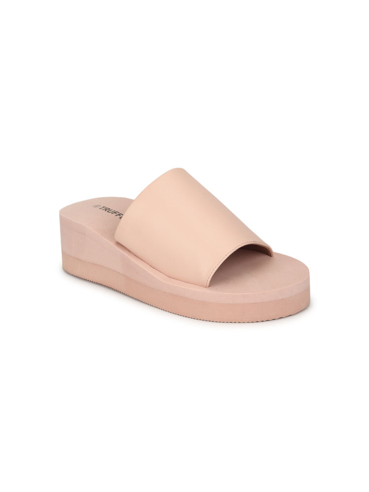 Truffle Collection Beige Eva Slip On Wedges