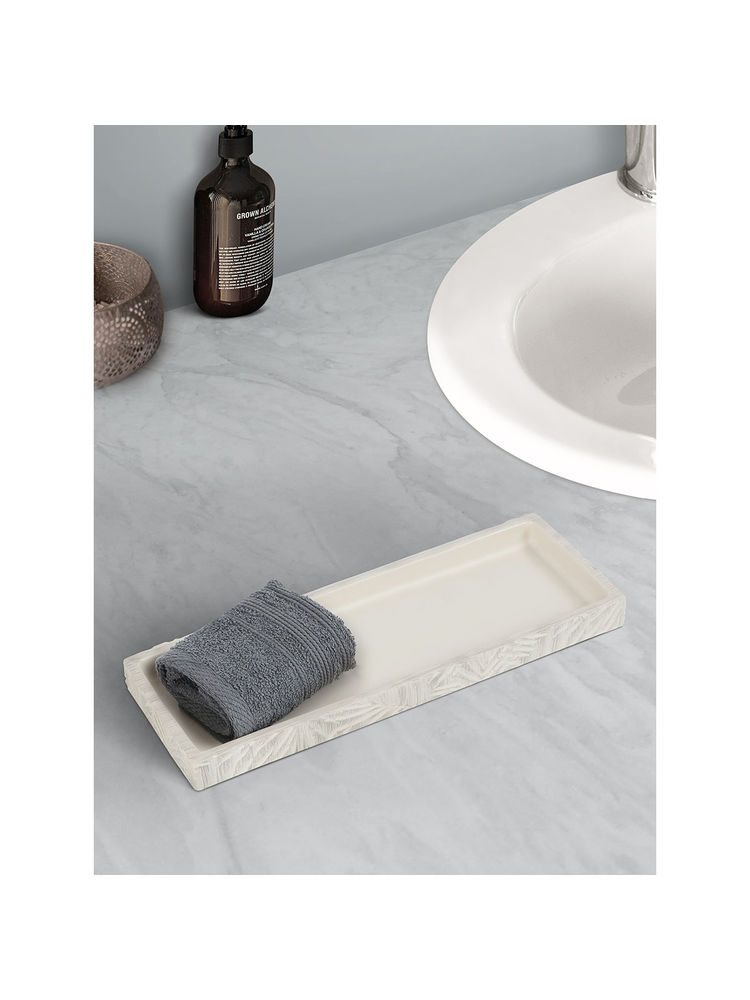 OBSESSIONS Polyresin Textured Bathroom Tray - Beige-picture-14