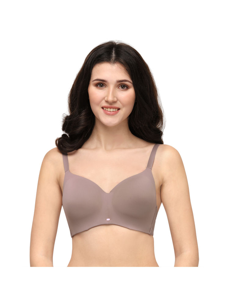 SOIE Full Coverage Padded Non-Wired Ultra Soft Seamless Bra-Bark