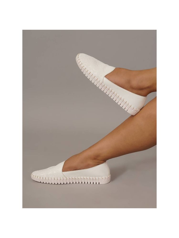 Sherrif Shoes White Pattern Design Casual Loafers-image-4