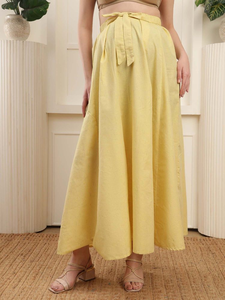 Moms Maternity Yellow Cotton Solid Elasticated Feeding Maternity Skirt-image-5