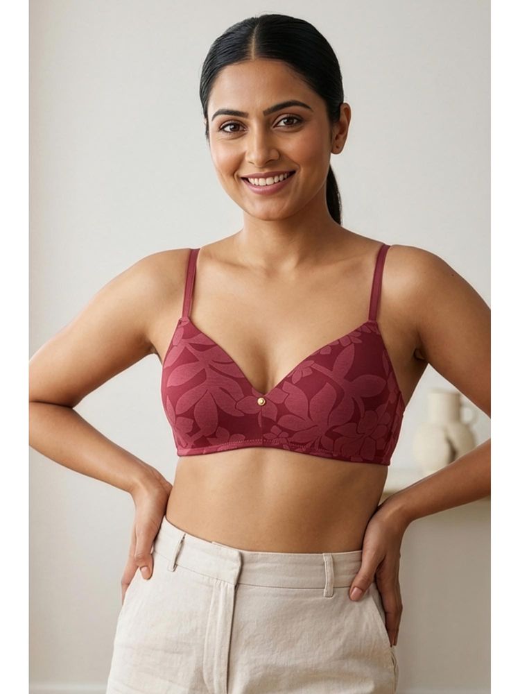 Zivame Padded Non Wired 3/4Th Coverage T-shirt Bra - Red-picture-16