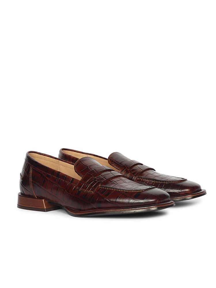 Saint G Womens Chocolate Leather Loafers-image-10