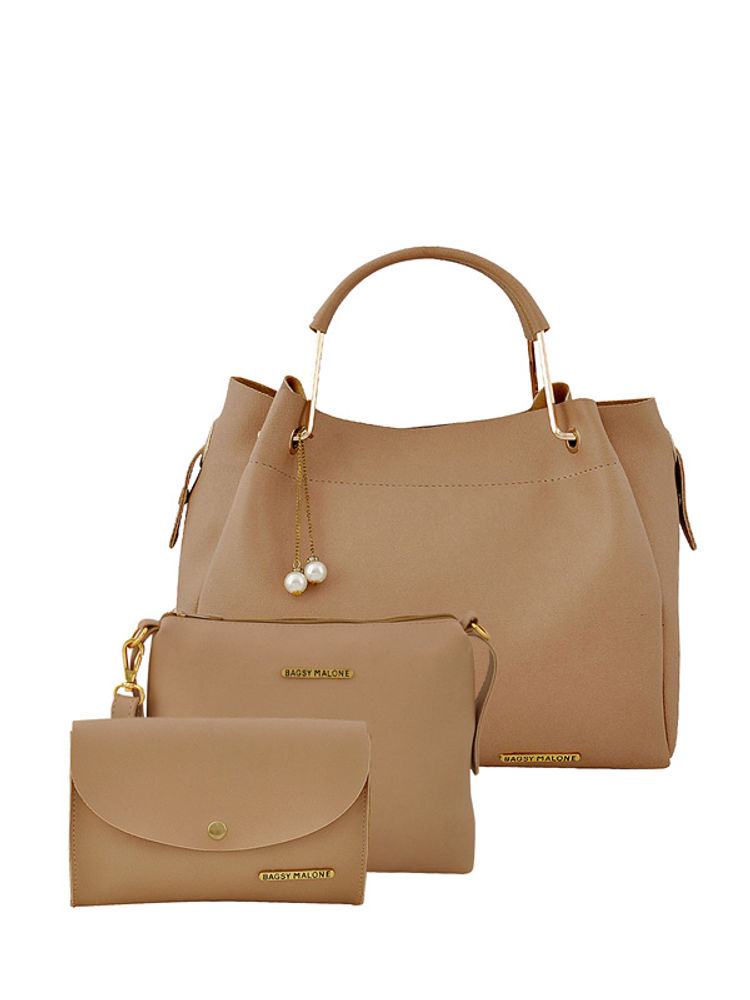 Bagsy Malone Beige Women Tote Combo Set Of 3